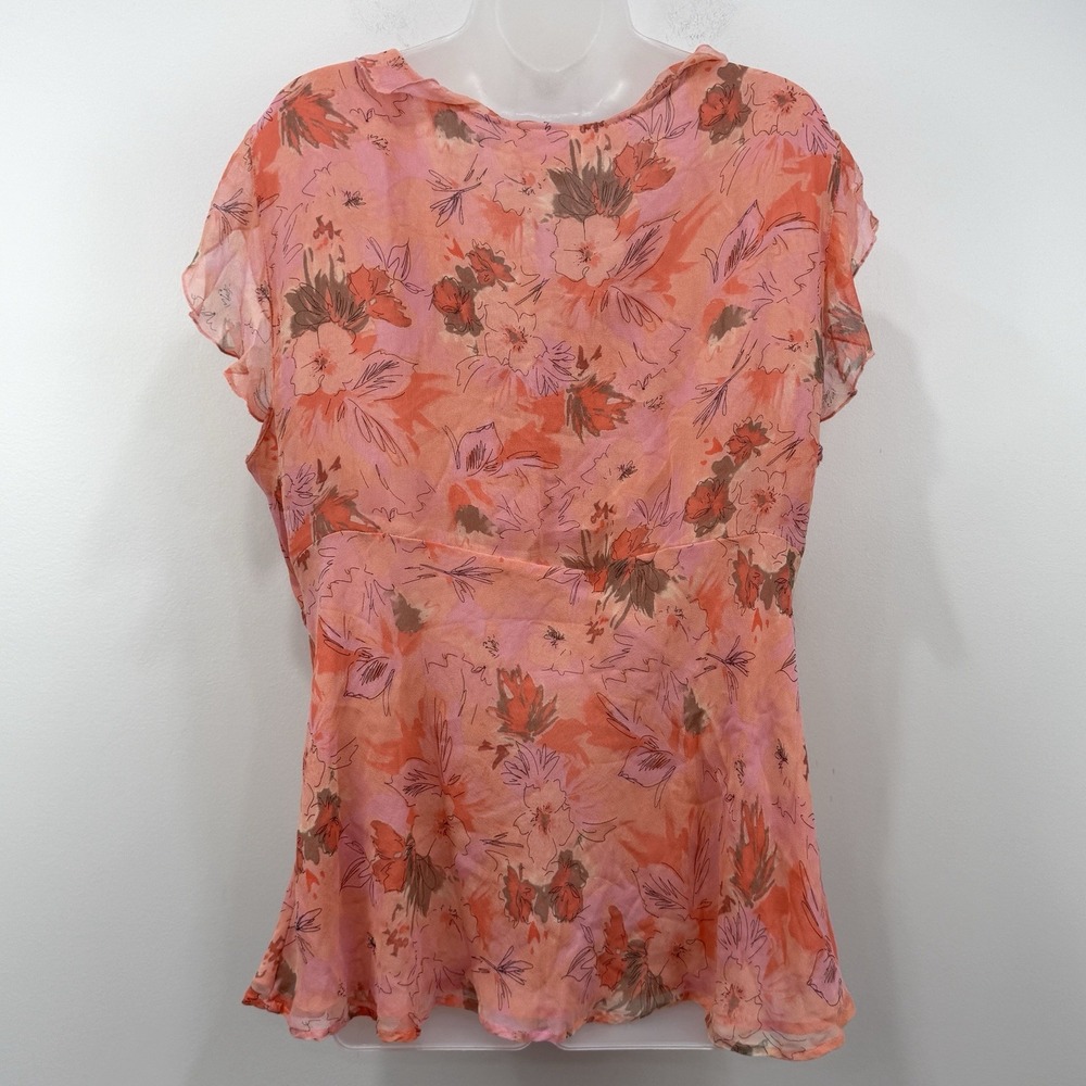 VTG Y2K Worthington 100% Silk Top 2X Fairy Dainty Babydoll Romantic Ruffle - Picture 9 of 10